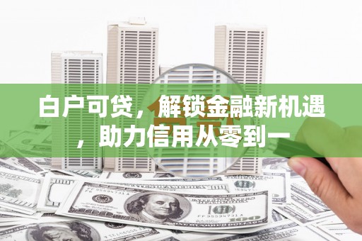 郧西白户可贷，解锁金融新机遇，助力信用从零到一