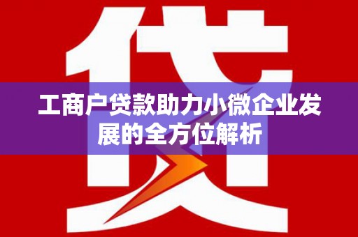 郧西工商户贷款助力小微企业发展的全方位解析