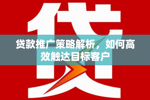 郧西贷款推广策略解析，如何高效触达目标客户